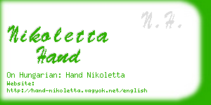 nikoletta hand business card